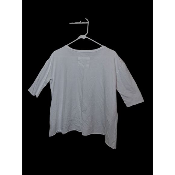 Frank & Eileen White Tee Shirt Raw Hem & Sleeve Size L NEW with Flaw Coastal - Picture 2 of 8